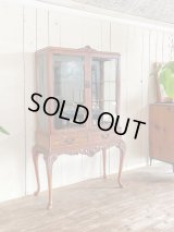 【展示現品SALE】アンティークガラスキャビネット　ガラス棚キュリオーケース