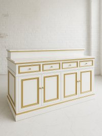 大理石メラミン天板カウンターキャビネット　4dr4dw（ホワイト・店舗什器）