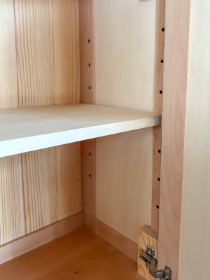 扉の中には可動棚を1枚設置、追加も可能です。