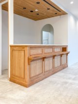 オーダーメイドレジカウンター164　(クリニック向け受付カウンター) W2700　自動釣銭機ホワイトオーク材