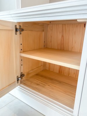 片開き扉の中にも小さな可動棚。