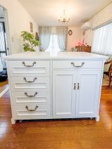 オーダーメイドキッチンカウンター168　海外インテリア風アイランドカウンター　キャスター付き