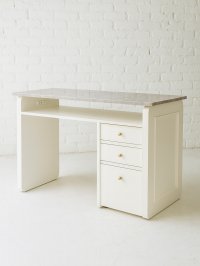 大理石天板ネイルテーブル1300　引出し付き足丸カットver.　 