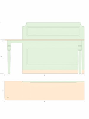 カウンター内が見えないように目隠しパネルが付いたカウンターテーブル