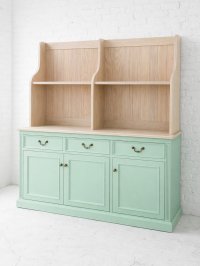 お菓子屋さん向けディスプレイシェルフ＆キャビネット　フランスアンティークキャビネット　ホワイトオークシェルフver.