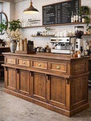 コーヒーショップやカフェに似合うレジカウンターのご紹介です。