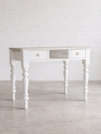 ろくろ脚ネイルテーブル・引出し付き700〜1200　（大理石・ホワイト）