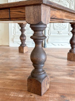 画像6: オークターンドレッグローテーブル　アンティーク調リビングテーブル　「Classic Benchleg」