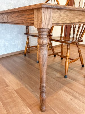 画像5: オークターンドレッグダイニングテーブル　ろくろ脚「スレンダー」　アンティーク調テーブル