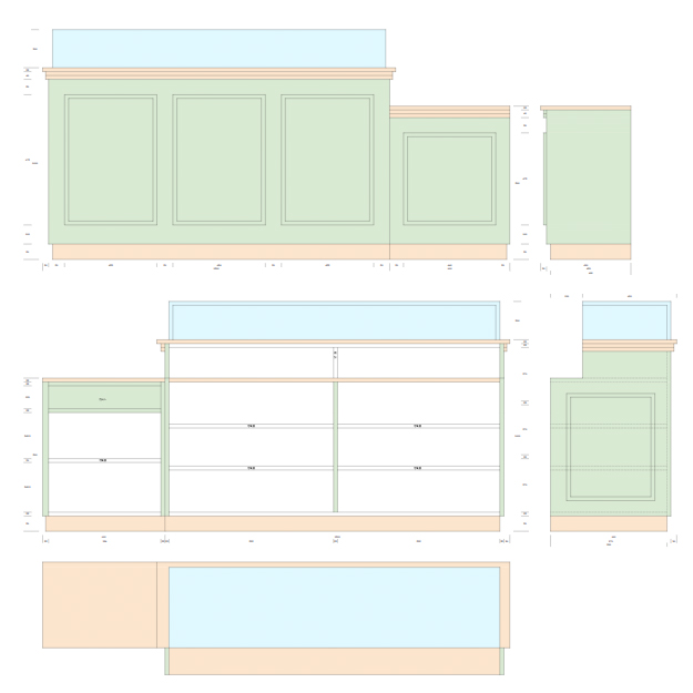 ガラスショーケース付属のショップカウンター