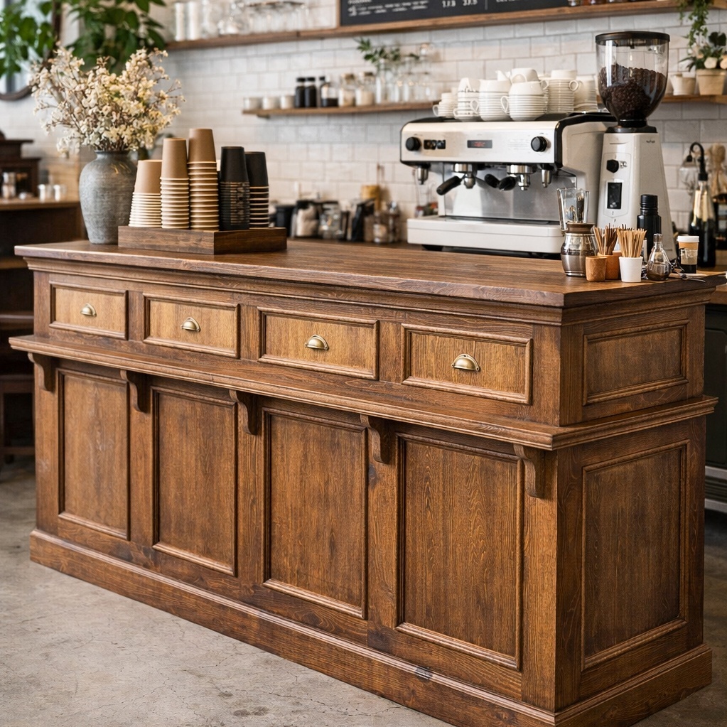 コーヒーショップ向けウッドカウンターW1800おしゃれ