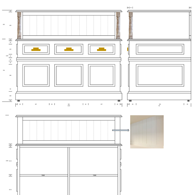 ケーキ屋さん向け店舗什器の図面