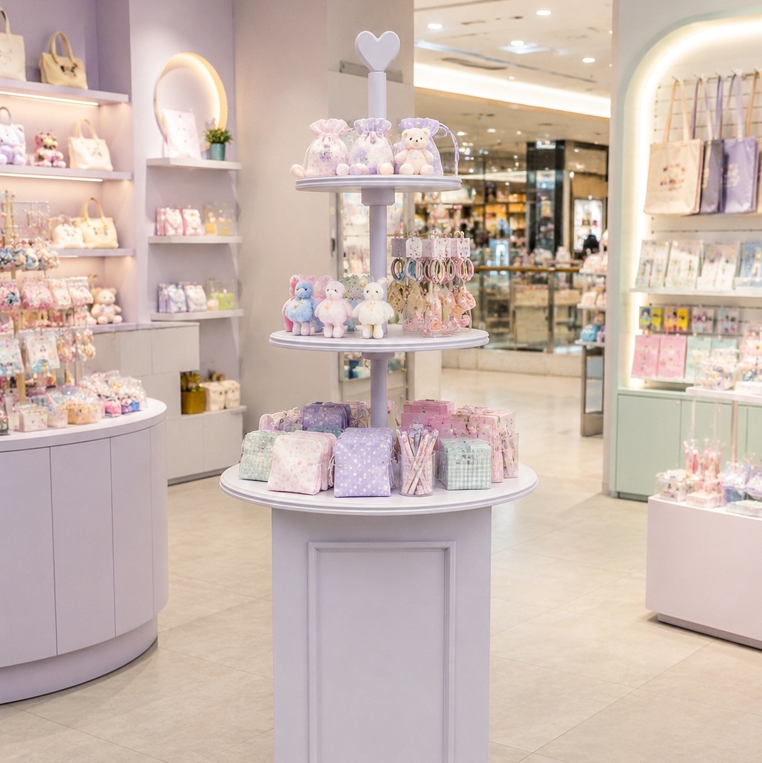 3段ラウンドシェルフ店舗什器