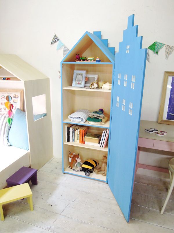 子供部屋のかわいい収納棚 ビル型の本棚は大阪のオーダーメイド家具店gfへ