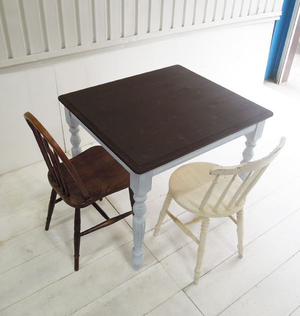 フランスアンティーク家具のようなシャビーブルーミニテーブル900@大阪 