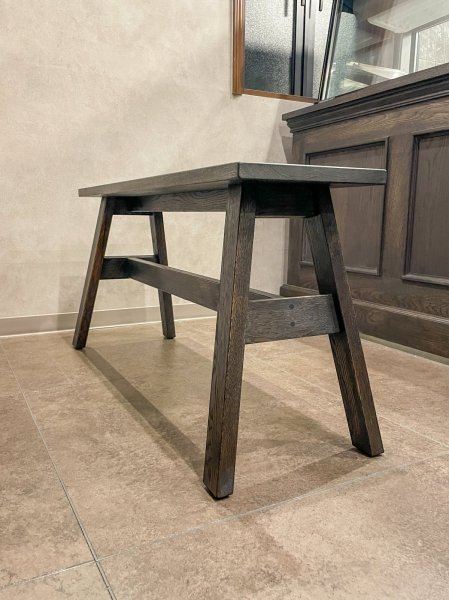 画像3: A-Legウッドベンチ ホワイトオーク無垢材 エイジング仕上げ オーダーメイド家具 (3)