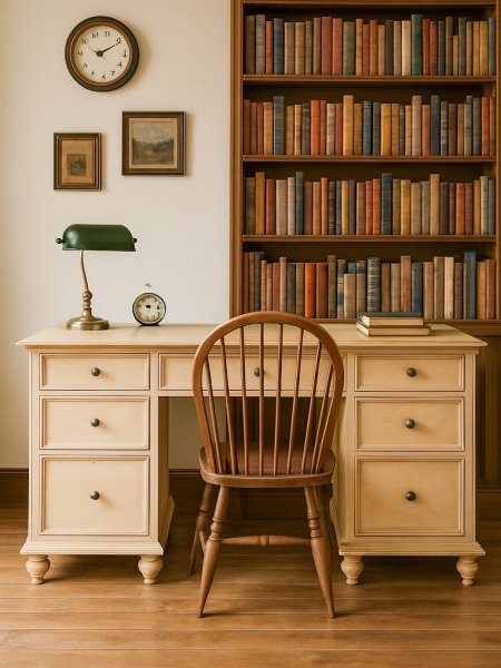 書斎に設置した片袖デスクのイメージ画像