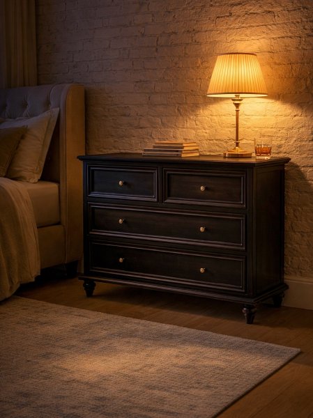 寝室やベッドサイドにおすすめの3段チェストです。