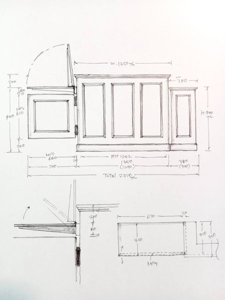 京都のフードコートの店舗什器に、オーダーメイドのショップカウンターを製作させていただきました。