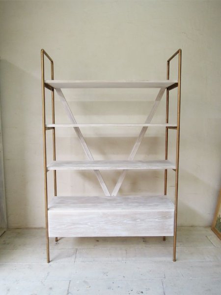 画像2: オーク×真鍮 ディスプレイシェルフ4段   (2)