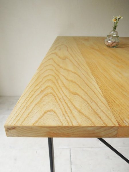 画像5: ホワイトアッシュアイアンレッグダイニングテーブル 鉄脚「筋交い」 サイズオーダー (5)