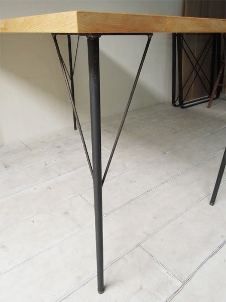 画像3: ホワイトアッシュアイアンレッグダイニングテーブル 鉄脚「スリム」 サイズオーダー (3)