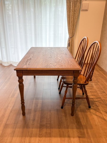 画像3: オークターンドレッグダイニングテーブル ろくろ脚「スレンダー」 アンティーク調テーブル (3)