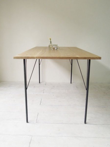 画像3: ホワイトオークアイアンレッグダイニングテーブル 鉄脚「スリム」 サイズオーダー (3)